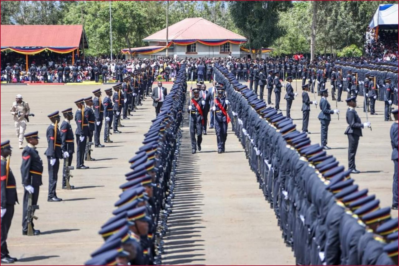 File photo of police officers mounting a guard of honour for the president.